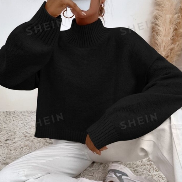 NWOT Mock Neck Drop Shoulder Sweater | Size Small - Picture 3 of 5